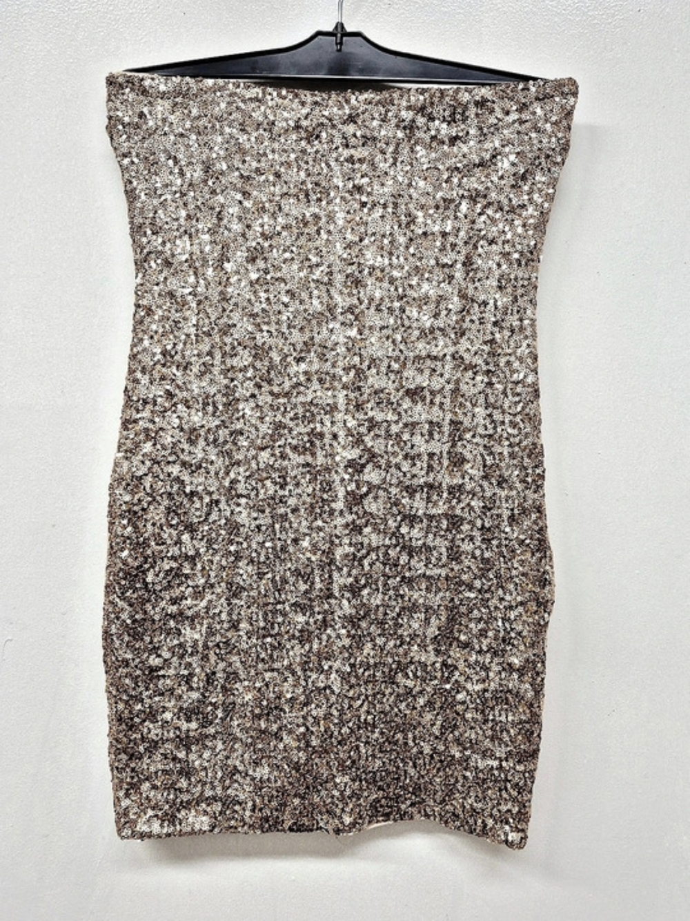 Topshop Sequin Mini Dress in Gold Sequins Beige Size 6 NWT